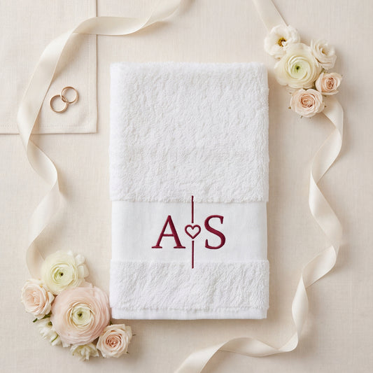 Personalisiertes Handtuch mit Namen/Initialen | Edle Hochzeit Herz